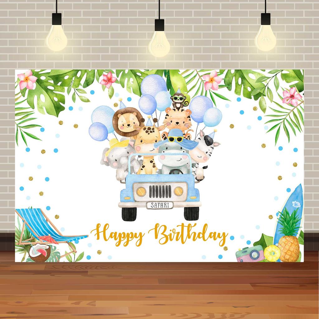 Safari Wild One Birthday Photography Backdrop Jungle Animals 1st Birthday Party Newborn Baby Room Wall Gifts Custom Background