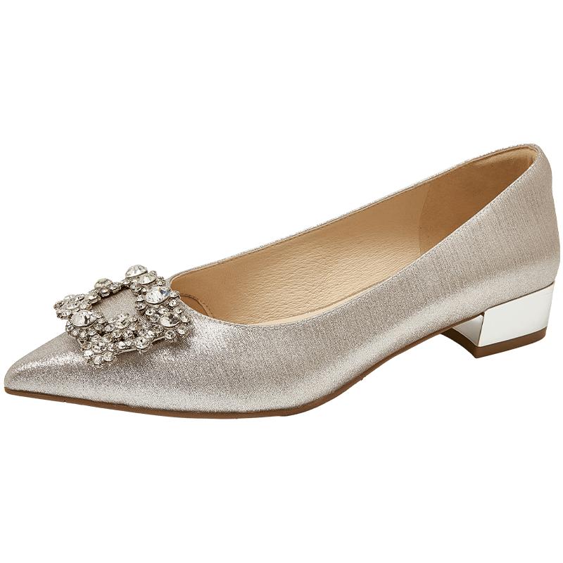 COMELY Women s Elegant Rhinestone Pointed Toe Low Heel Pumps 37