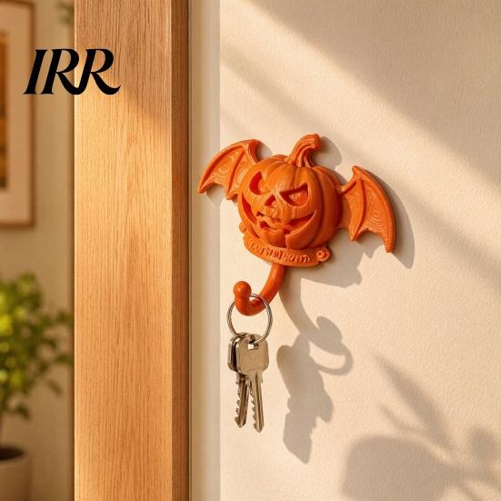 No Drill Wall Hook Devil Pumpkin Bat Hook, Halloween No-Drill Adhesive for Keys Orange Bags, Strong Sticky Damage-Free Decorative Hooks