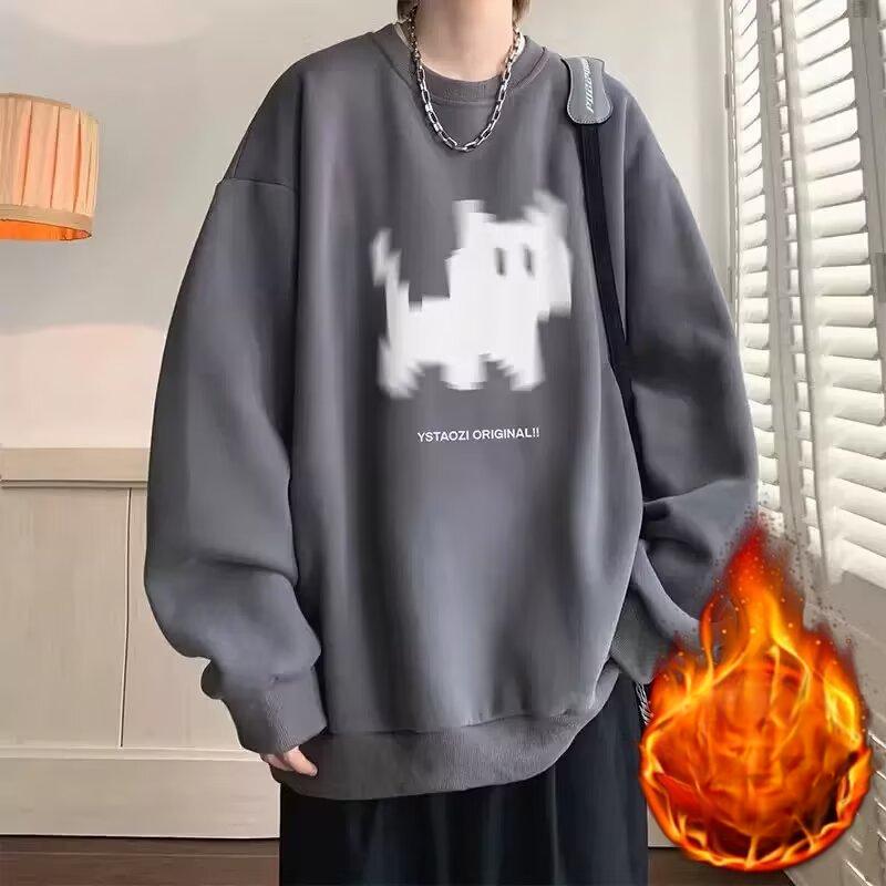 

Толстовка с круглым вырезом «котенок» для мужчин на весну и осень, новый стиль, американский ретро-трендовый бренд, свободный повседневный топ с длинными рукавами для мужчин 5XL
