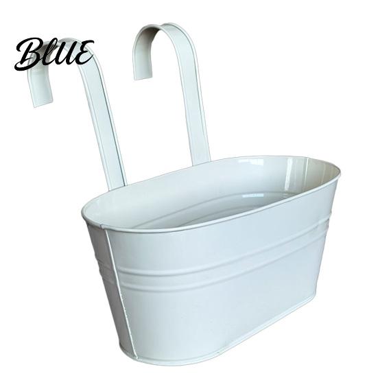 Metal Flower Pots with Hooks Hanging Planter Pot Drainage Holes Detachable Hooks Balcony Railing Planter Boxes Plant for Garden Fence Indoor