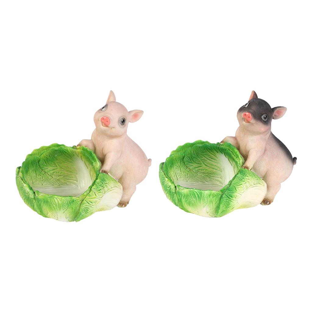 Cute Pig Statue Cabbage Storage Tray Handicrafts Ornament Desk Organization