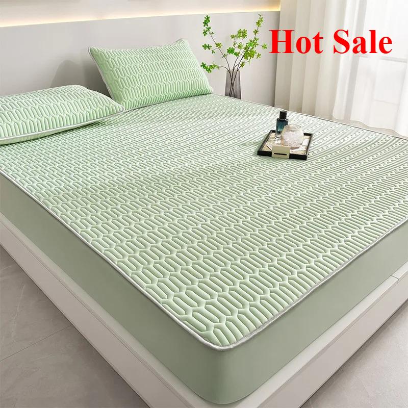 Summer simple latex mat three-piece set household summer thickened mattress ice silk latex mat solid color simple