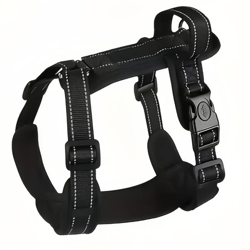 H Type Reflective No Pull Dog Harness with Poop Bag, Adjustable Padded Pet Vest with Secure Dual Buckles for Small Medium Dogs