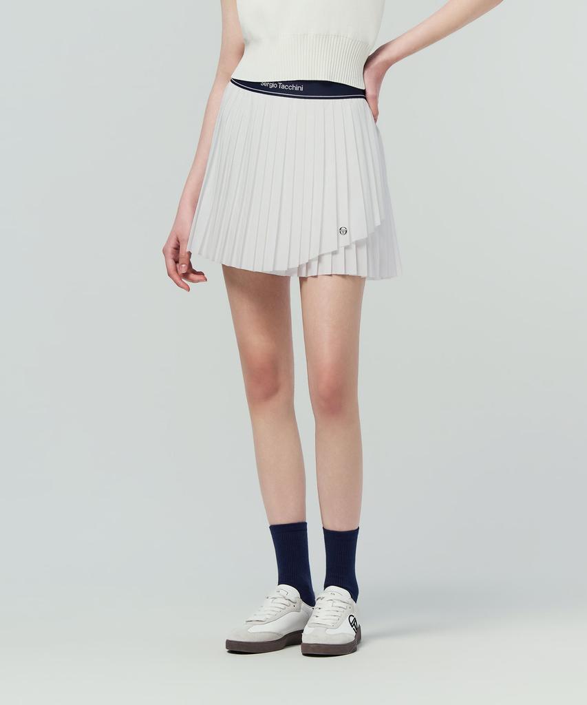 SERGIO TACCHINI W Flying Asymmetrical Pleated Skirt (White)