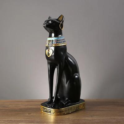 Retro Egypt Cat Model Bastet Statue Resin Animal Cat Figurines for Home Room Decor Interior Accessories