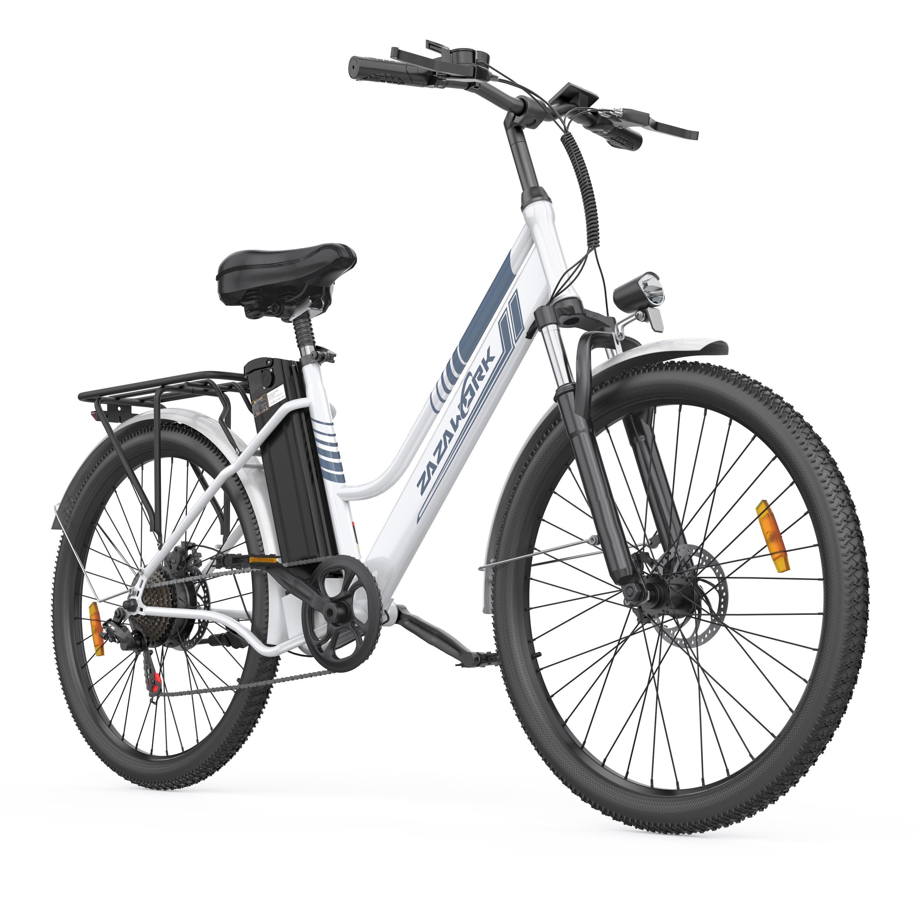 ZAZAWORK C26 Pro Elektrofahrrad für Damen, 36V 20Ah abnehmbarer Akku weiß