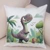 Cute Jurassic Dinosaur Child Cushion Cover Decor Cartoon Animal Print Pillow Case Soft Plush Throw Pillowcase for Sofa Home Car