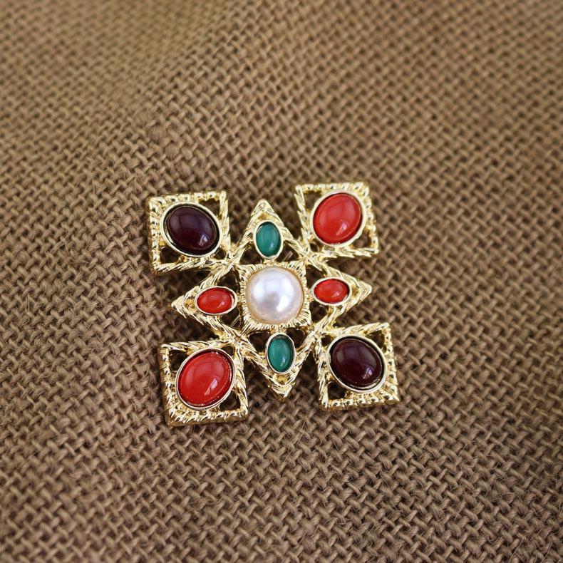 

Викторианский антикварный выгравированный крест рубин барокко винтажная брошь брошь