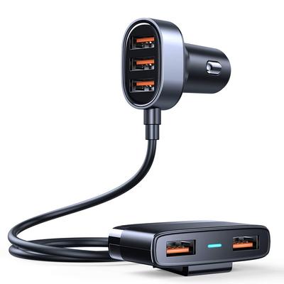 Akıllı Telefon için 5 Çoklu Bağlantı Noktalı 31W Yüksek Güçlü Araç Şarj Adaptörü, 5V 1.5-6.2A(Max) Arka Koltukta Şarj için 5FT Kablolu Çoklu USB Araç Şarj Cihazı