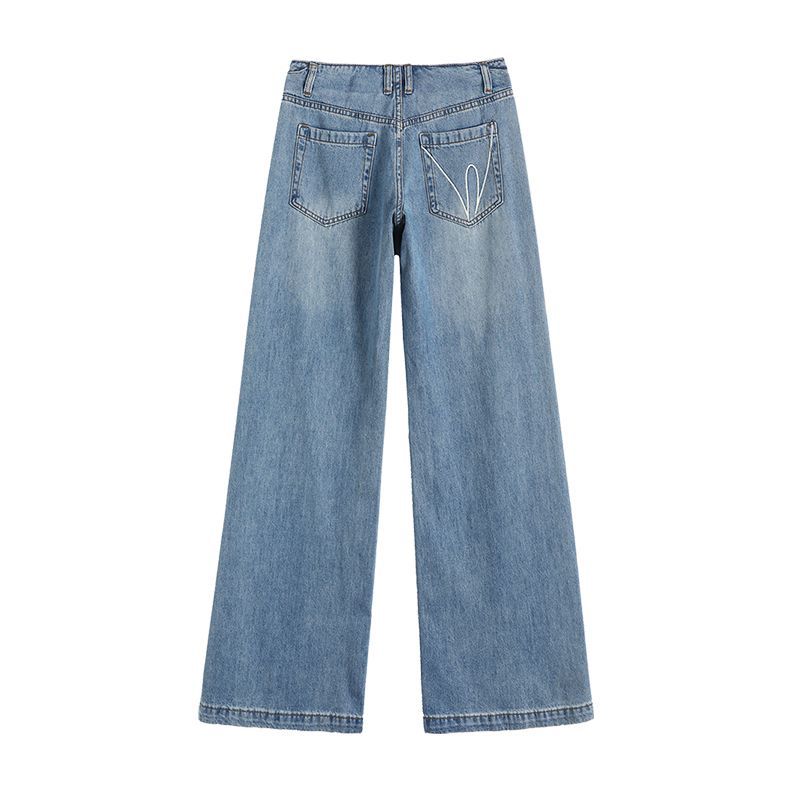 Pantaloni Jeans Casual Gamba Larga Larghi Vita Bassa Tencel Blu Ghiaccio Senza Elastico Pantaloni Casual Primavera Estate Pantaloni Jeans Oversize