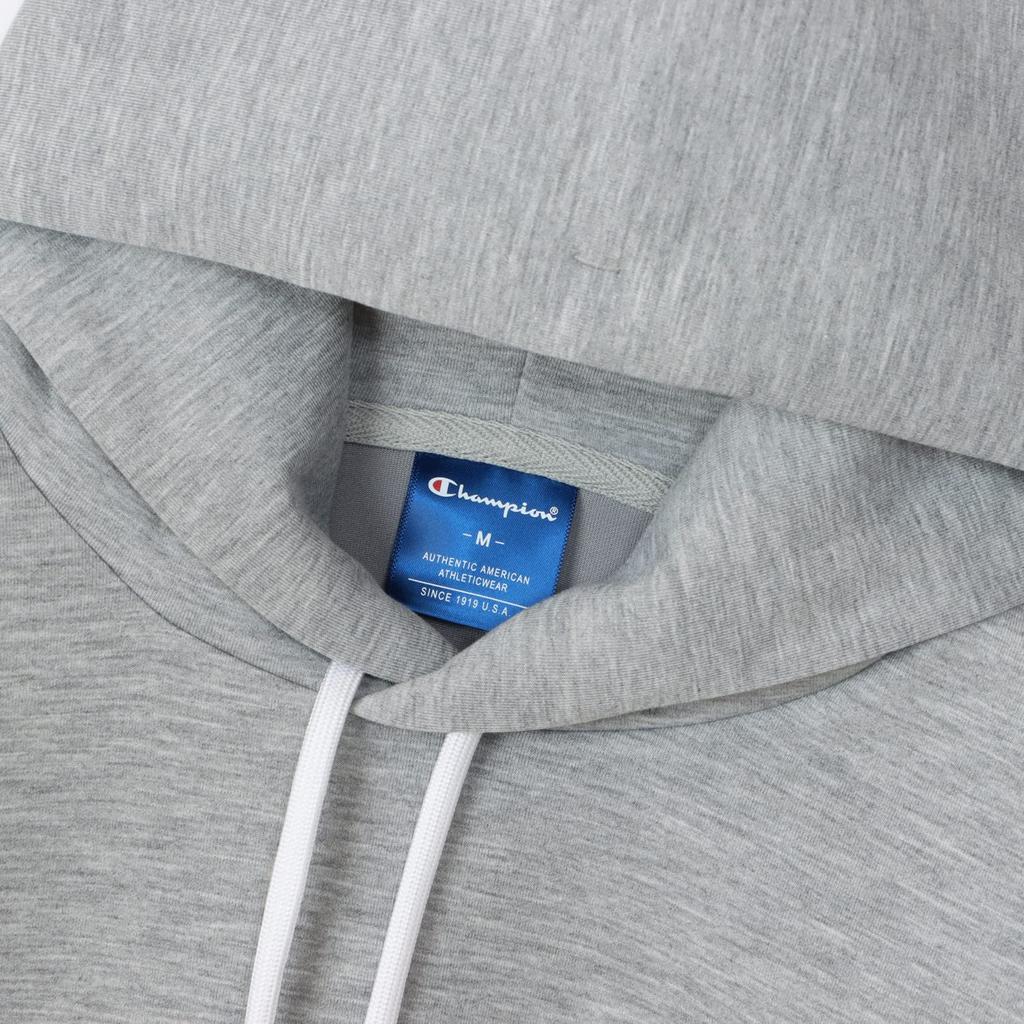 Champion Script Logo Hooded Long Oxford Size L Women's WRAP-AIR Sweatshirt, Sleeve, Stretch, Warm, Gray, (CW-YS102)