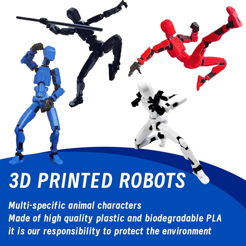 (Assembly Completed) Titan13 Action Figure,4PCS Action Figures,Titan13 Action Figure 3D Printed Robot Multi-Jointed Movable,Desktop Decorations for