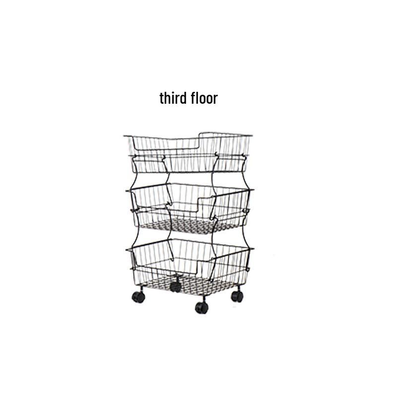 Compact Kitchen Trolley: Multi-Layer Detachable Storage Rack for Fruits, Vegetables, Snacks - Ideal for Living Room or Bedroom.