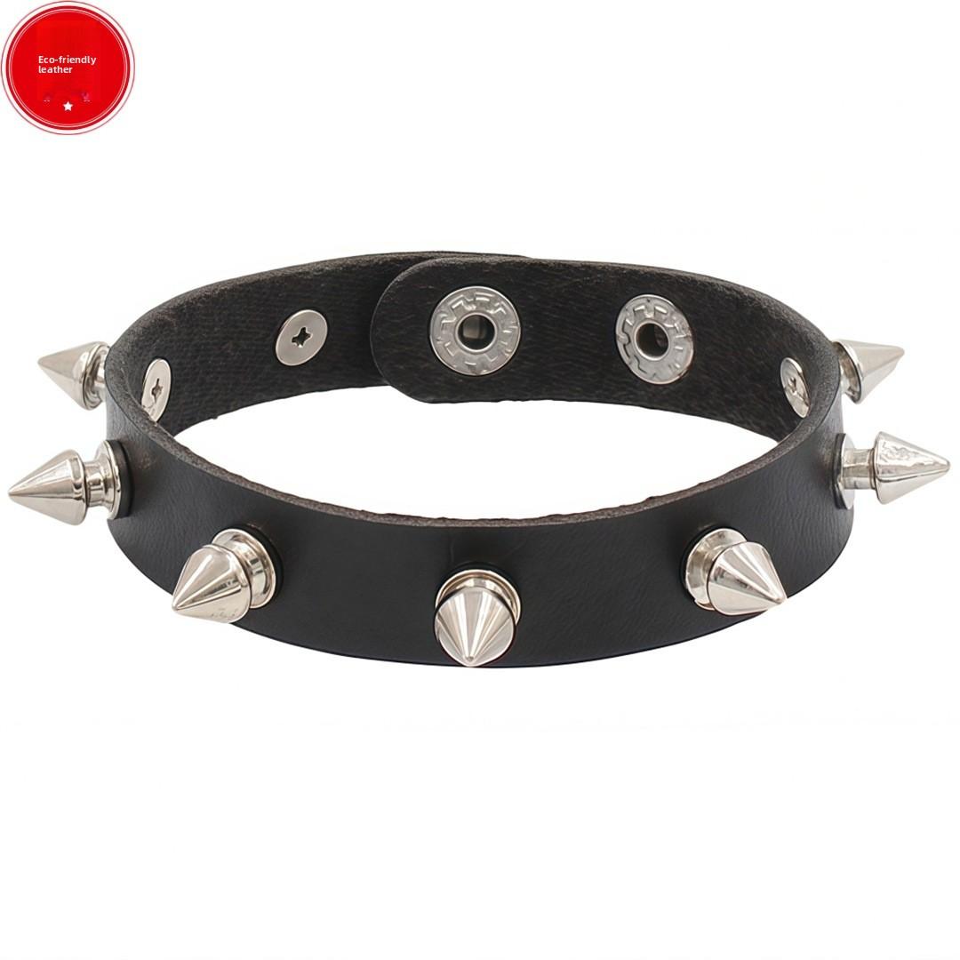 PU Leather European and American Street Photography Punk Rivet Bracelet Night Club Couple Jewelry Exquisite Single-row Bracelet