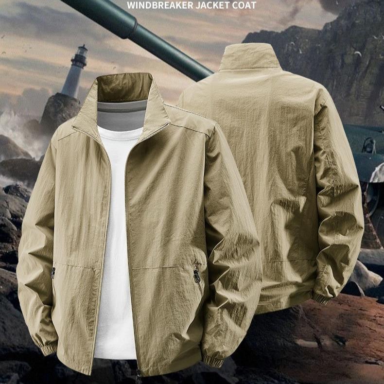 Men's Stand-up Collar Jacket for Spring and Autumn Casual Plus-size Workwear Outdoor Windproof and Waterproof Men's Top Trendy