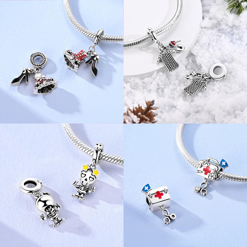 Original Copper Charms Purple Magic Hat Boy Medical Kit Pendant Shoe Beads Fit Bracelet Jewelry Women Fine Gift Accessory