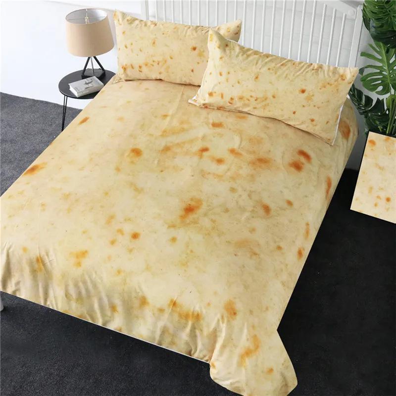 Gourmet Pancake Pattern Duvet Set Fun Three-Piece Set Suitable For Boys And Girls