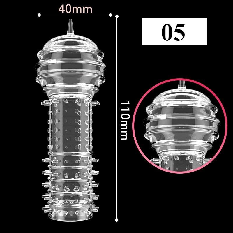 1PCS Transparent Penis Covers Extender Men's Crystal Wolf Tooth Condoms Finger Cock Ring Adult  Sex Toys For Male Longer Lasting