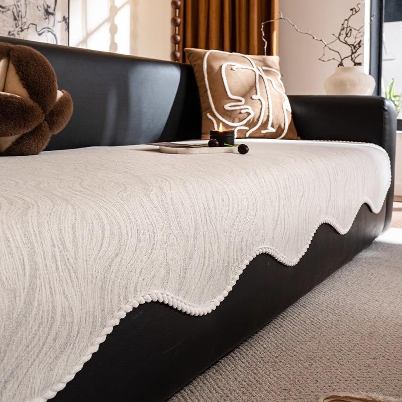 

New Light Luxury Leather Sofa Cushion, High-End Chenille One-Piece Fixed Non-Slip Seat Cushion, Straight Sofa Cover 70*70cm