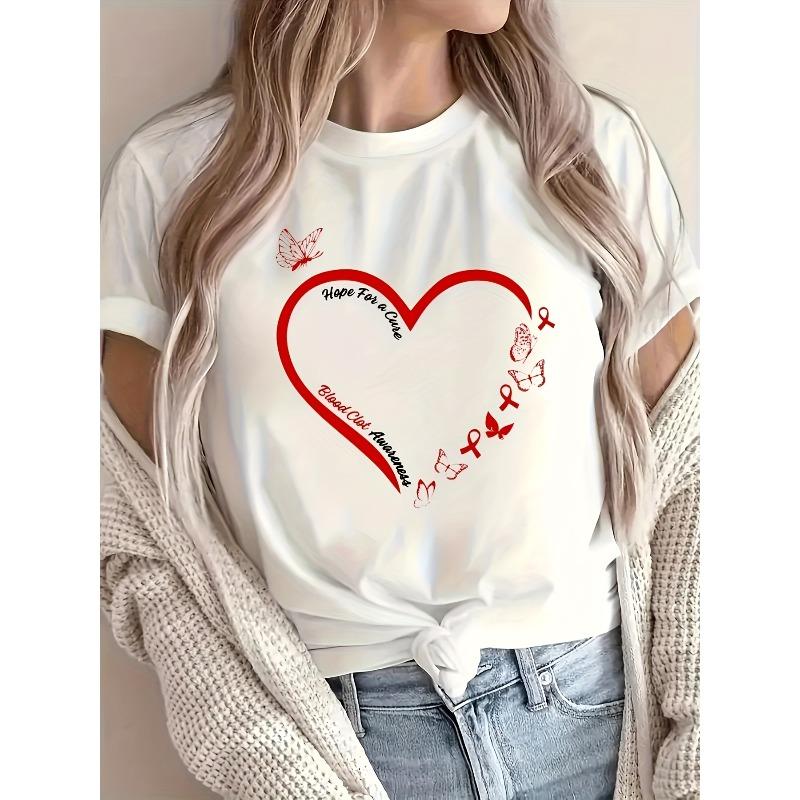 

European Size Women s Valentine s Day T-Shirt - White Heart with Happy Birthday, Mom, Teacher, Friend Text - Lightweight Breathable Every 4XL білий