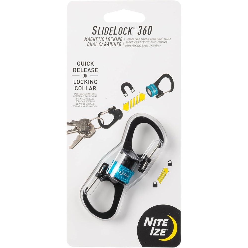 Nite Ize 360° Magnetic Slide Lock Carabiner Blue MSBL-03-R7 Durable Outdoor Accessory