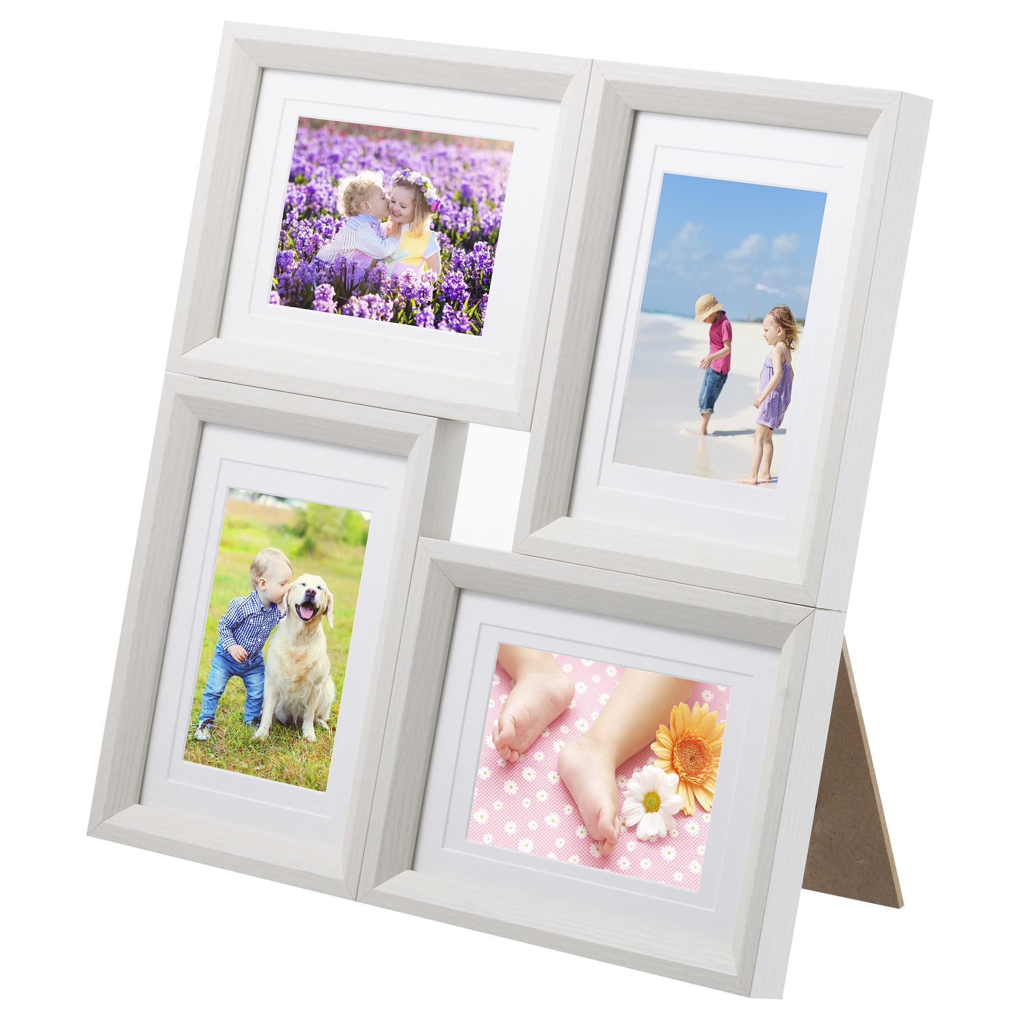 

HAKUBA Chululu Фоторамка P02 Белая Размер Совместимая Деревянная Рама Использует Небьющееся PS-стекло Поставляется с Подставкой и Шнурком для Подвешивания 4-панельная AMZFCHL-P02WT-4 белый