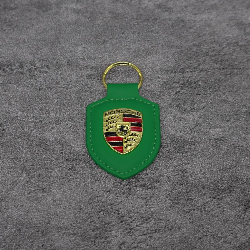 Portachiavi in Pelle con Logo Metallico 3D Tipo Scudo Portachiavi Accessori Per Porsche Panamera Cayenne Taycan 911 718 Macan Carrera-GT