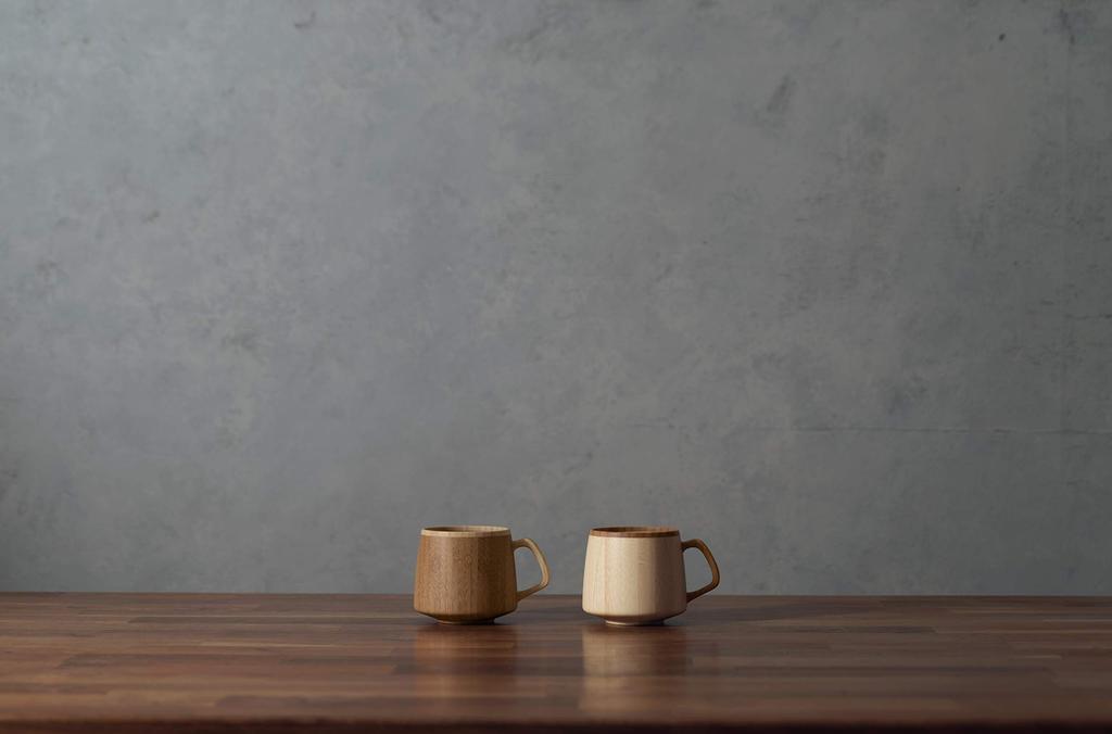 RIVERET Fran Mug, 310ml, Pair Set, Bamboo, Dishwasher Safe, White/Brown, RV-207WB