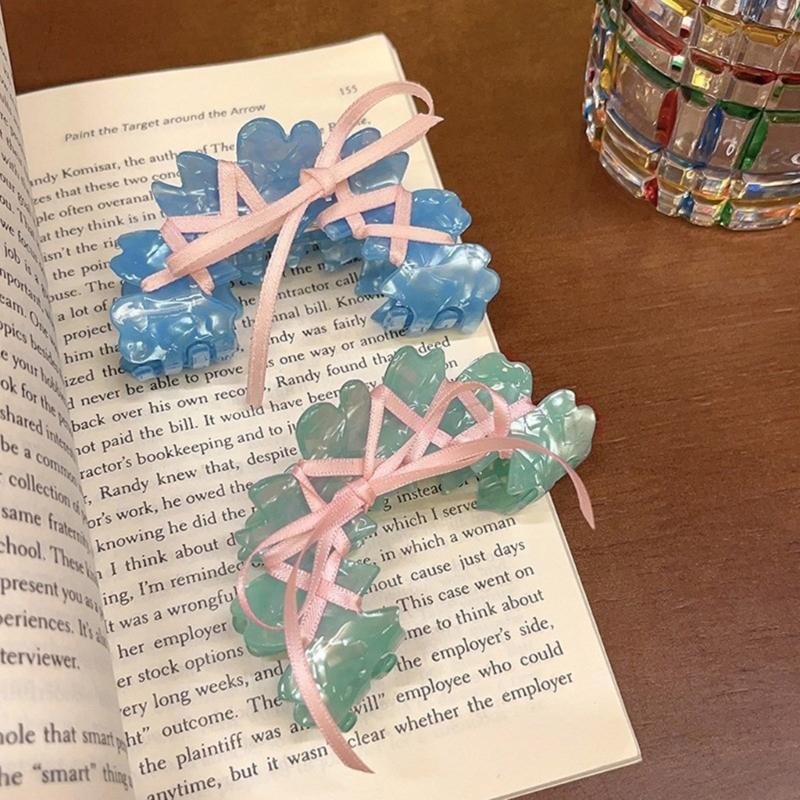 Acrylic Butterfly Knot Hair Clip with Ribbon Tie Stylish and Elegant Hair Pins Headwear Accessory for Women and Girls