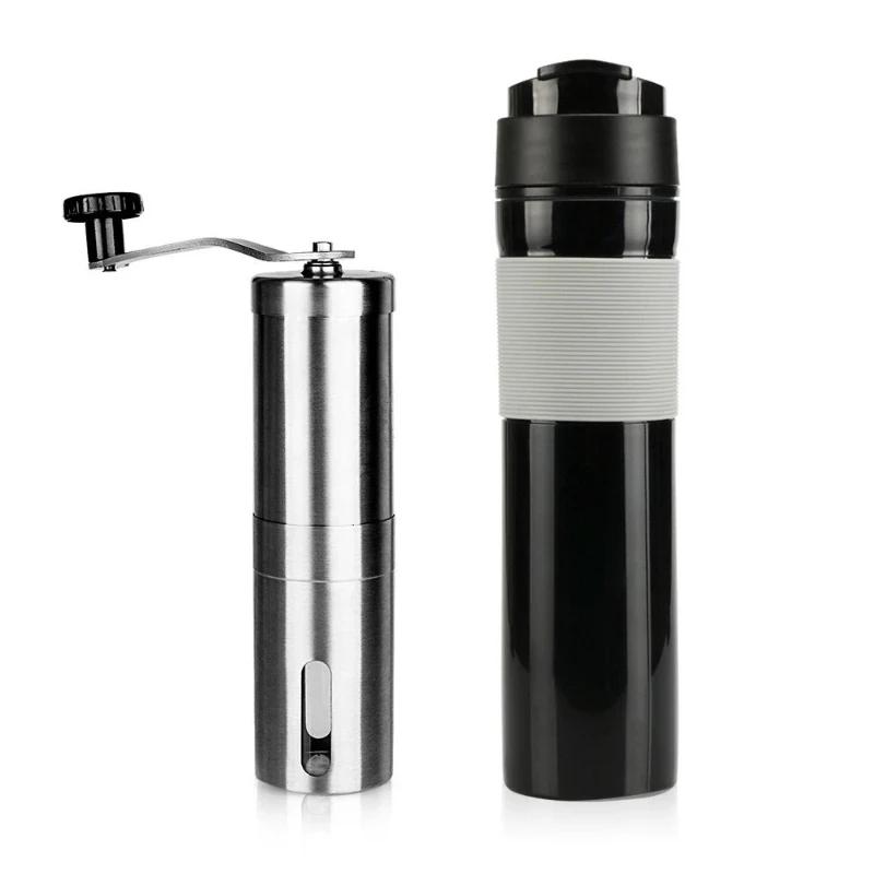 350ML American French Press Coffee Pot Portable Plastic Coffee Bottle with Filter Hand Pressure Coffee Pot for Car Travel Mug