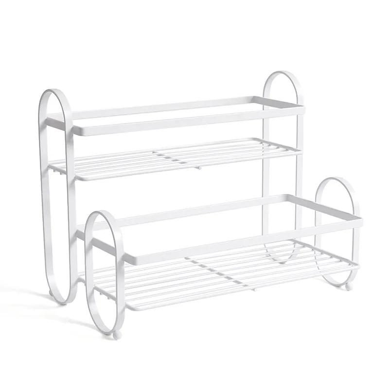 Kryddställ i metall för kök, hållare för kryddflaskor, 2 våningar, organisator för kryddburkar, hylla, diskställ för köksredskap