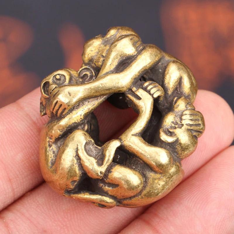 

Vintage Brass Funny Three Monkeys Ornaments No See No Listen No Say Monkey Figurines Desktop Decorations Pendants Accessories