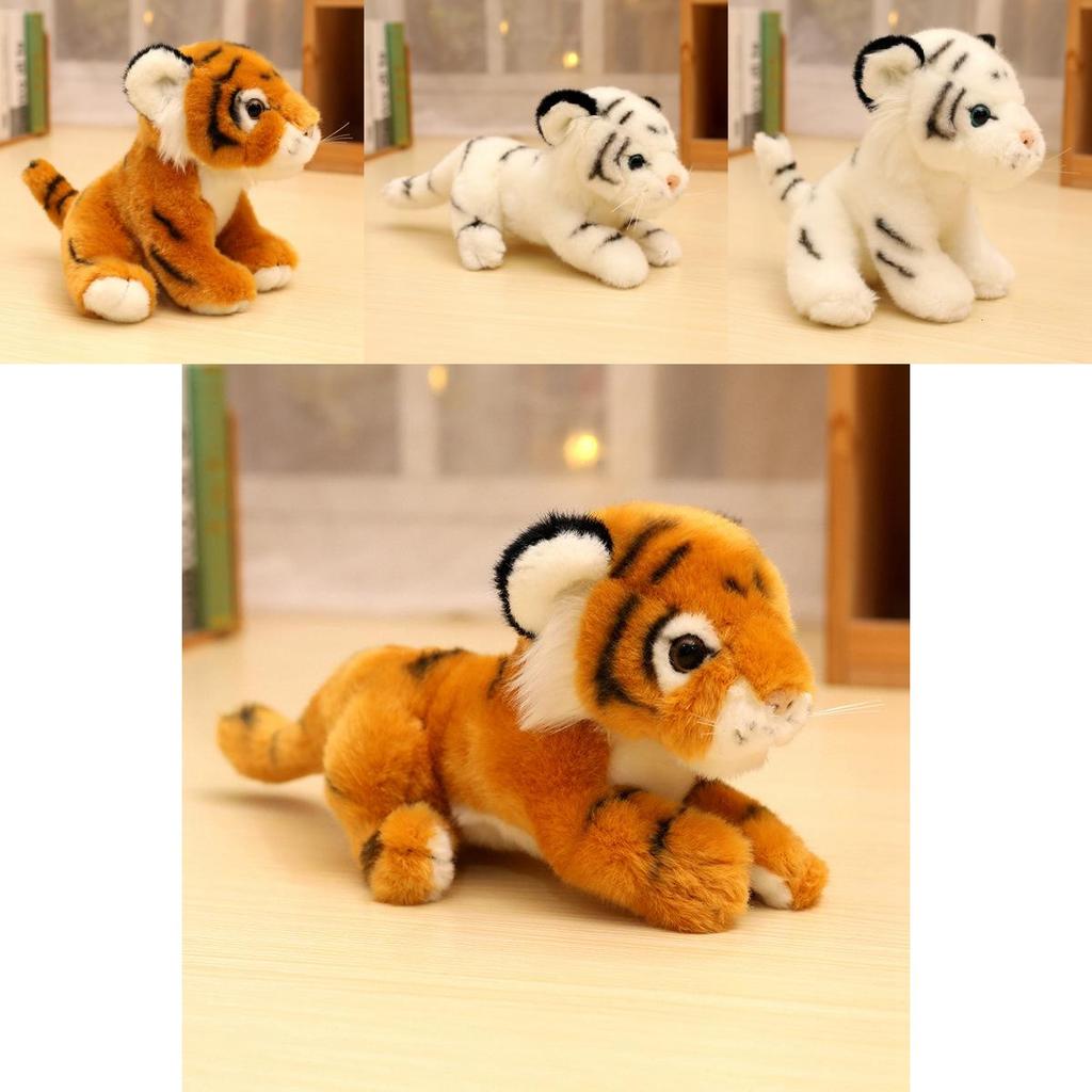Adorable Plush White Tiger Figurine Soft Sitting Toy For Kids Gift And Home Decor