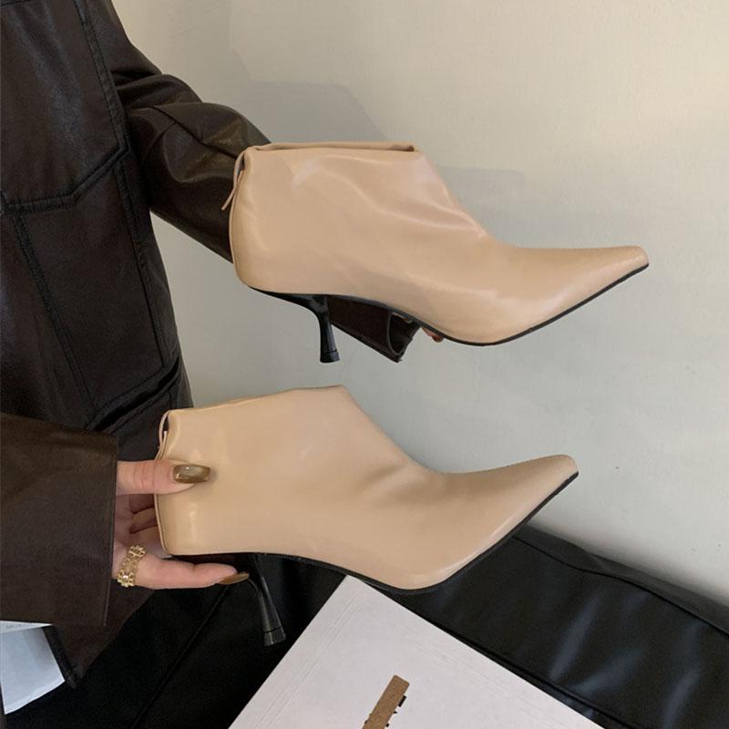 Fashion Modern Ladies Ankle Boots Shoes Female Thin Heels Footwear Fashion Pointed Toe Elegant Women Short Boots Shoes Pumps