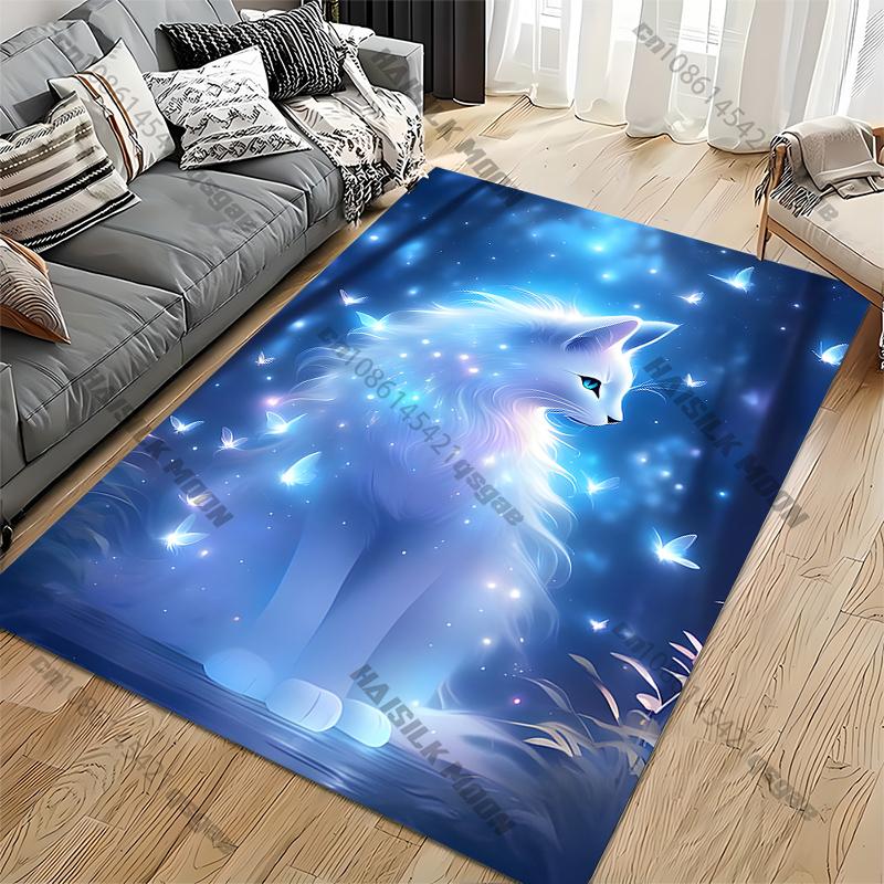 1PC Dream Cat Pattern Rugs Living Room Bedroom Carpet Bedside Bathroom Floor Mat Kids Room Non-slip Mat Room Decor