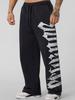 Men's Large Print Wide-Leg Sweatpants: Trendy Casual Jogging Trousers for Sports & Fitness