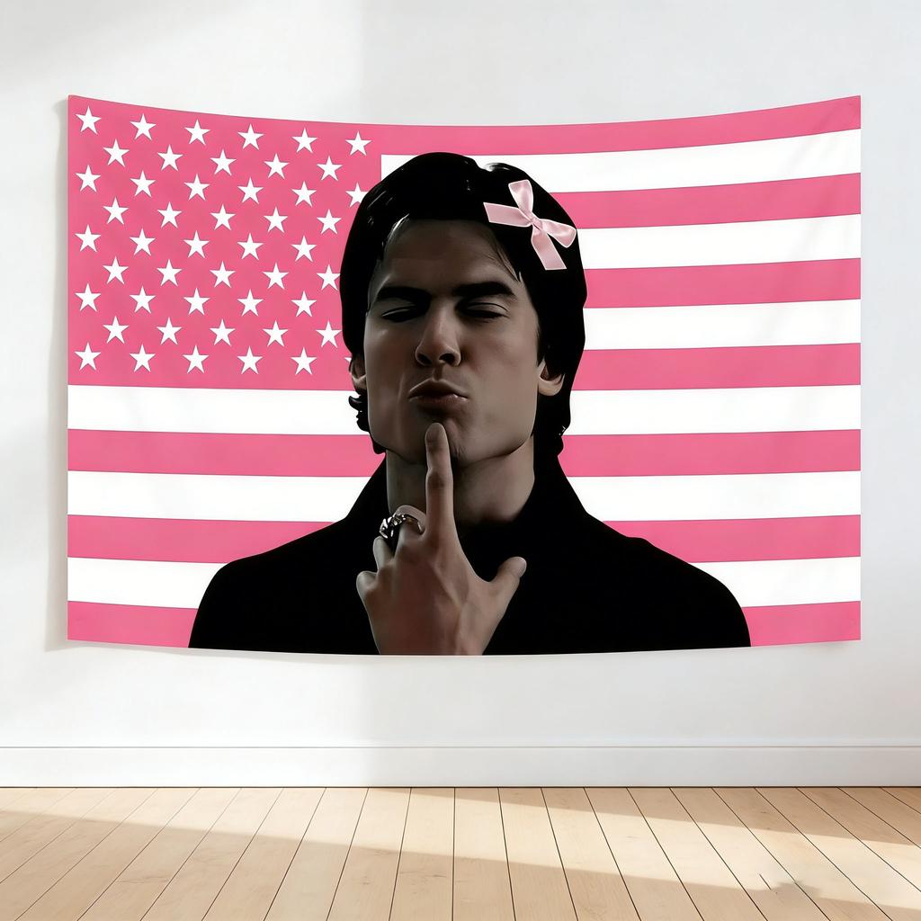 Tapiz Bandera de Damon Salvatore Colgante de Pared Arte de Fan Decoración de Pared Perfecto para Dormitorio Residencia Universitaria Sala de Estar