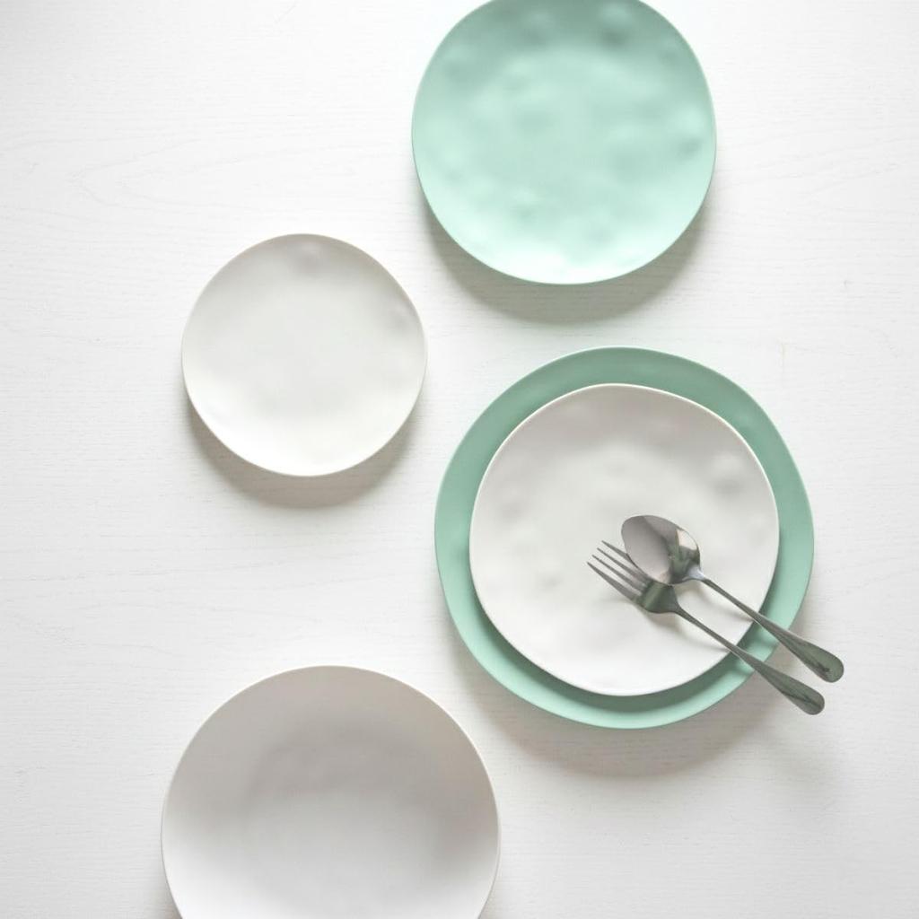 Abode Homeware Organic Salad Bowl, 23cm, Break-Resistant, Pasta Plate, Curry Plate, Stylish Melamine Plastic Dishware, Microwave and Dishwasher Safe,