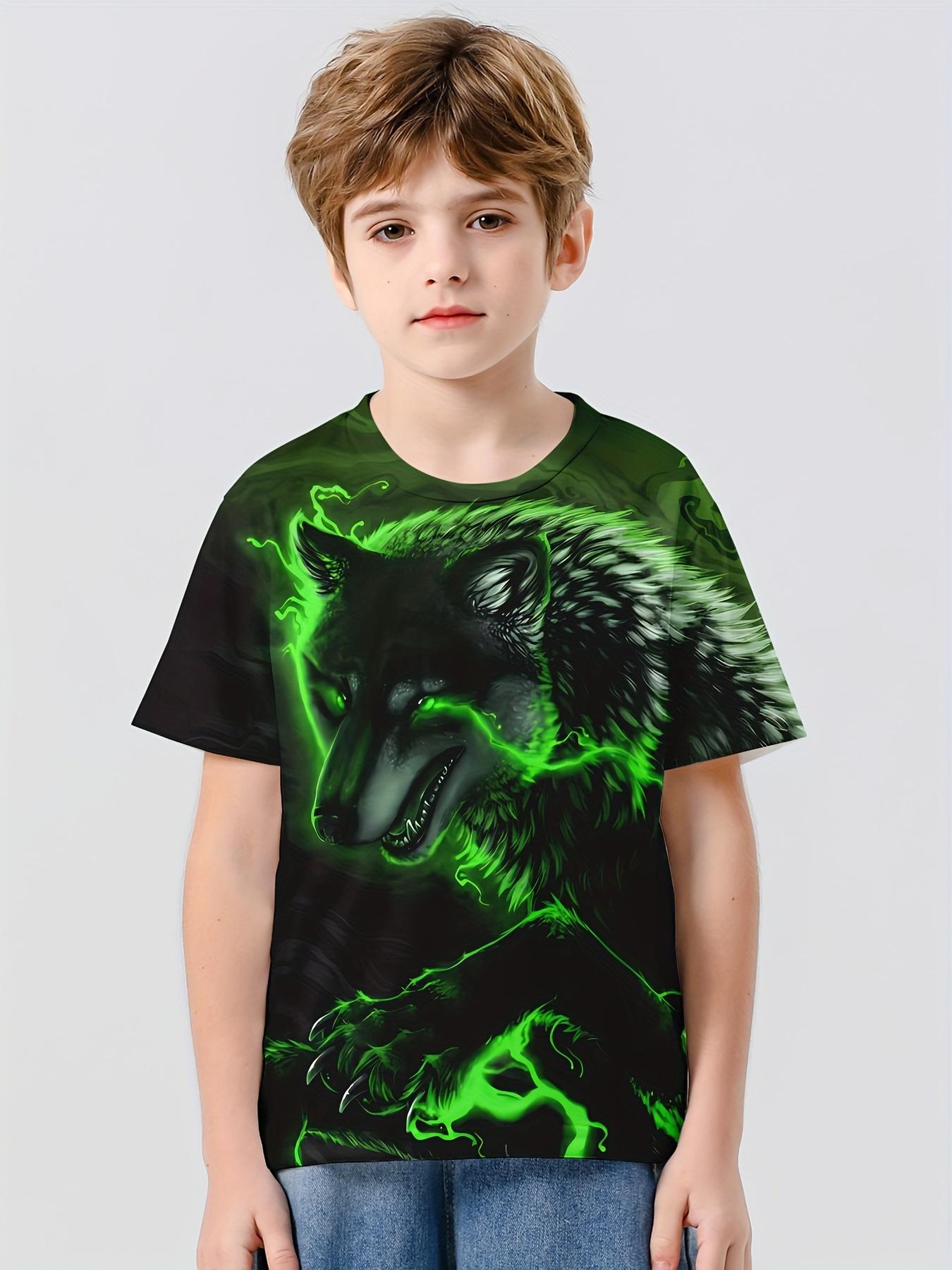 

Футболка с изображением животных, пантеры, льва, волка, уличная одежда с 3D принтом, футболки для мальчиков и девочек, повседневная модная футболка большого размера, детские топы, одежда 150