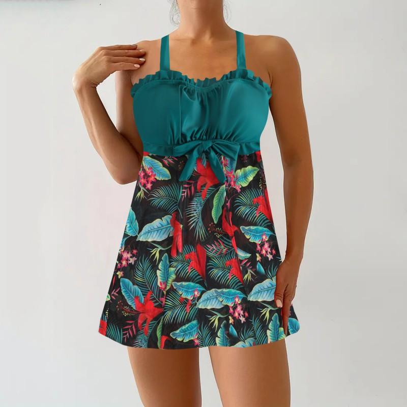 Womens Modest One-Piece Swimsuit With Padded Bust Support Slimming Fit Swimming Beach Pool