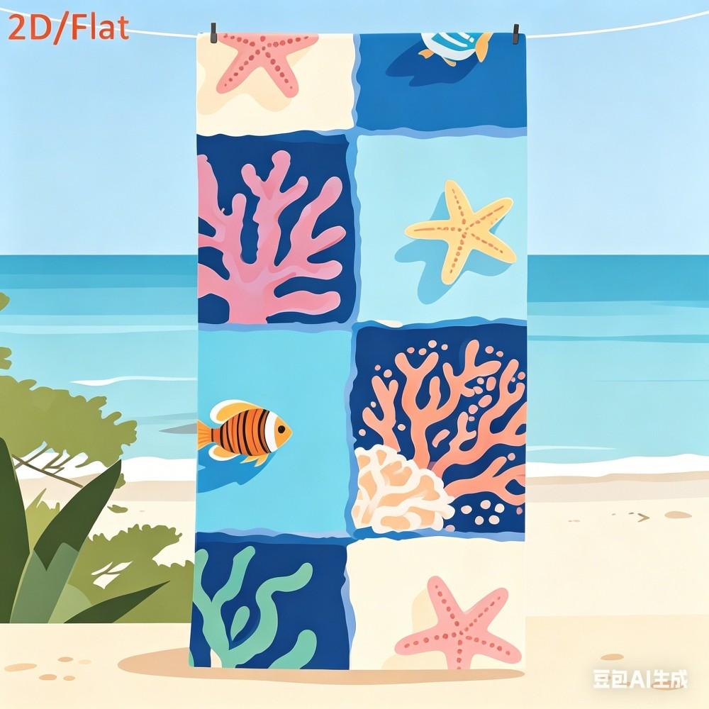 Toalla de Playa Grande sin Arena Secado Rápido Oversize Manta de Piscina Coral Oceánico Toallas de Baño Grandes para Adultos Niños Envoltura para Viajes al Aire Libre