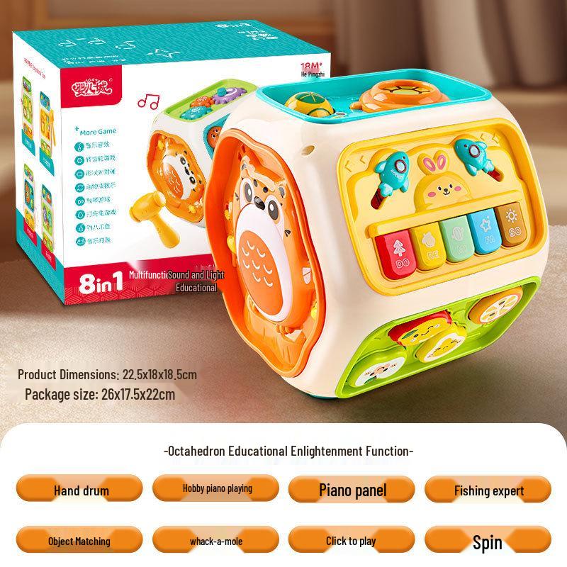 Kids' Multi-Functional Eight-Sided Pat Drum: Educational & Sensory Toy for Early Development