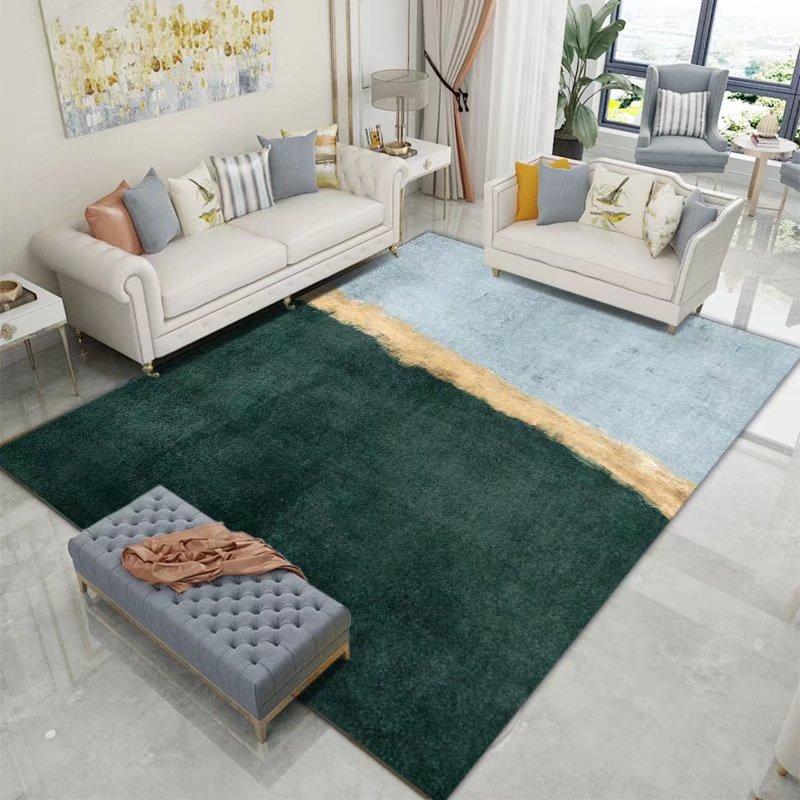 Moderní styl Geometrický koberec Dekor obývacího pokoje Zelené koberce Pohovka Čajový stolek Boční podložka pod nohy Ložnice Postelový kobereček Protiskluzový Omyvatelný