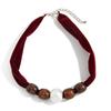 Leopard Print Scarf Choker, Fabric Necklace with Faux Pearl Metallic Beads, Adjustable Velvet Choker Fashion Jewelry for Women Daily Wear Party