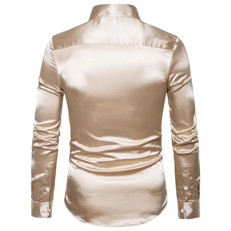 2023 Autumn Men's European Long Sleeve Shiny Casual Shirt
