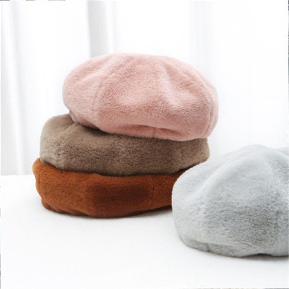 

Открытый зимний теплый плюшевый классический женский чепчик, винтажный женский берет