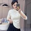 Plus Size Brushed Velvet Half-High Collar Long-Sleeve Slimming T-Shirt for Women - Autumn/Winter.