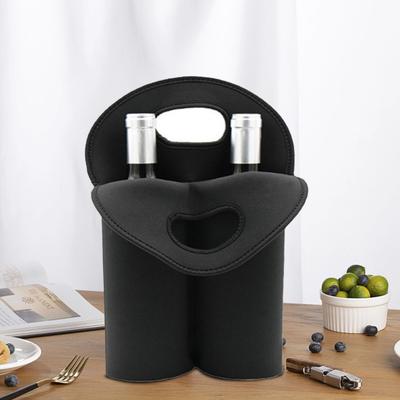 Neopren Doppelte Weintragetasche Wiederverwendbarer Träger Kühler für 2 Standard 750ml Flaschen Weinflaschen Geschenktaschen für Reise Picknick Hochzeit