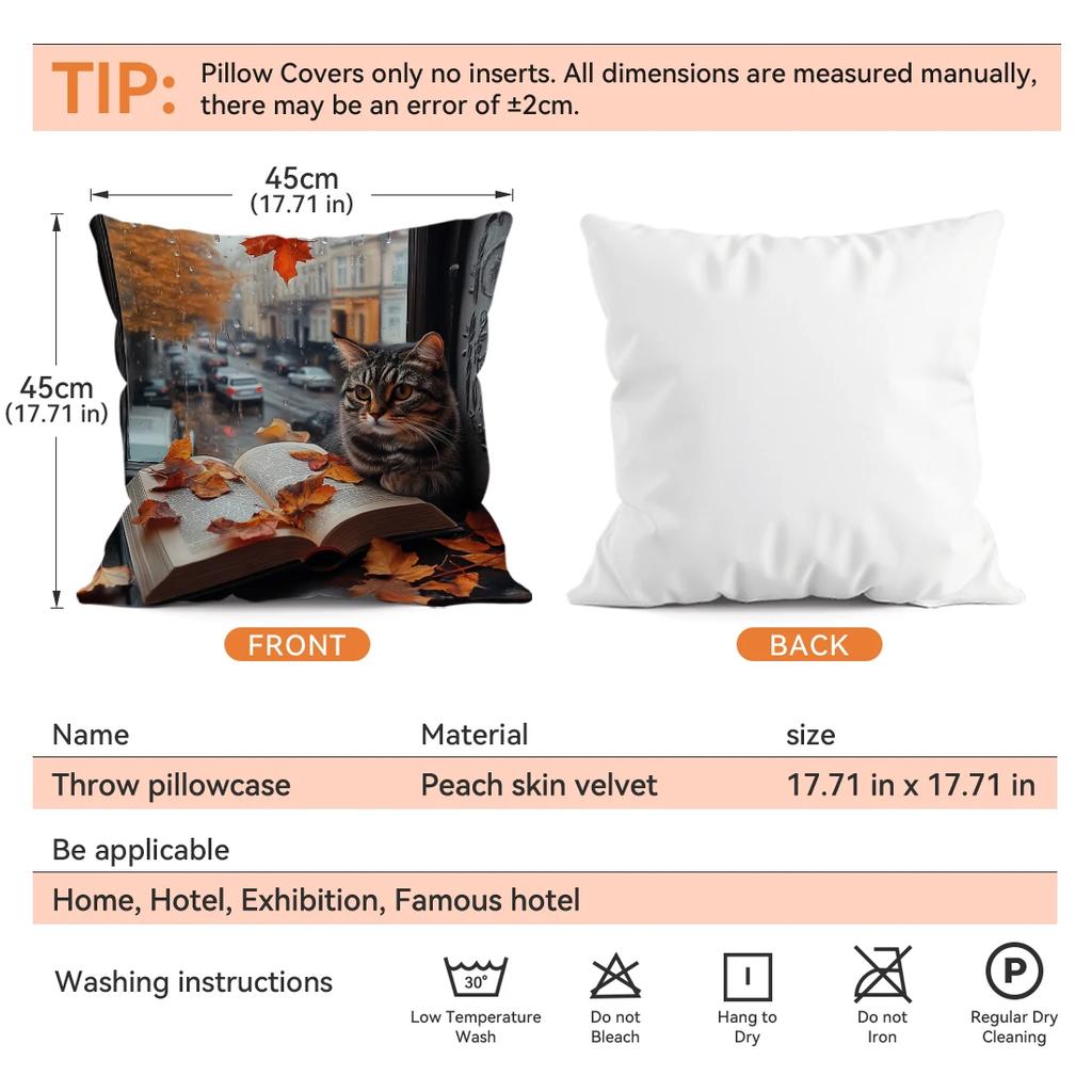 Window Sill Cat Pillowcase Cushion Polyester 45x45cm Throw Pillow Cover Sofa Chair Bed Cushion Cover Pillowslip Home Decor